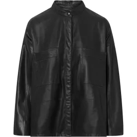 Beautiful LS Kerry leather shirt / 51106 - Black (Nero)