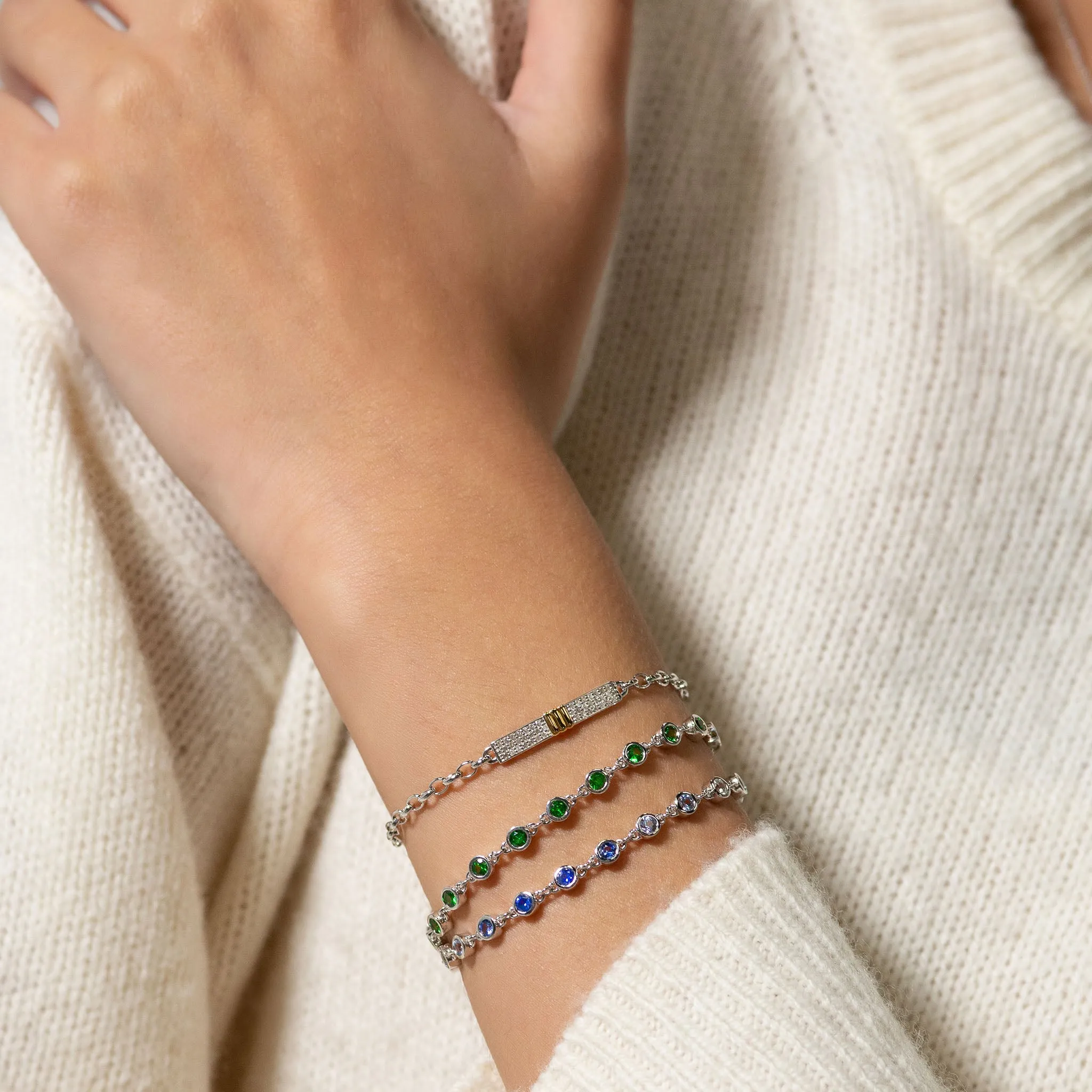 Bezel Set Green Tsavorite Tennis Bracelet
