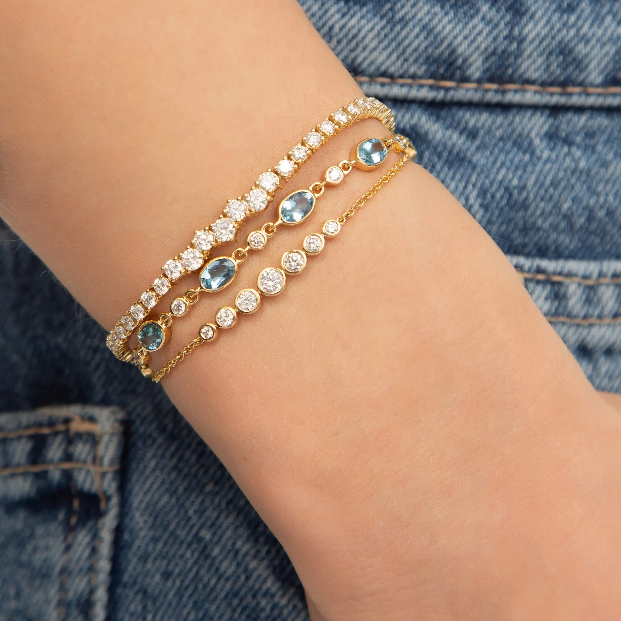 Bezel Set Round Diamond Tennis Bracelet