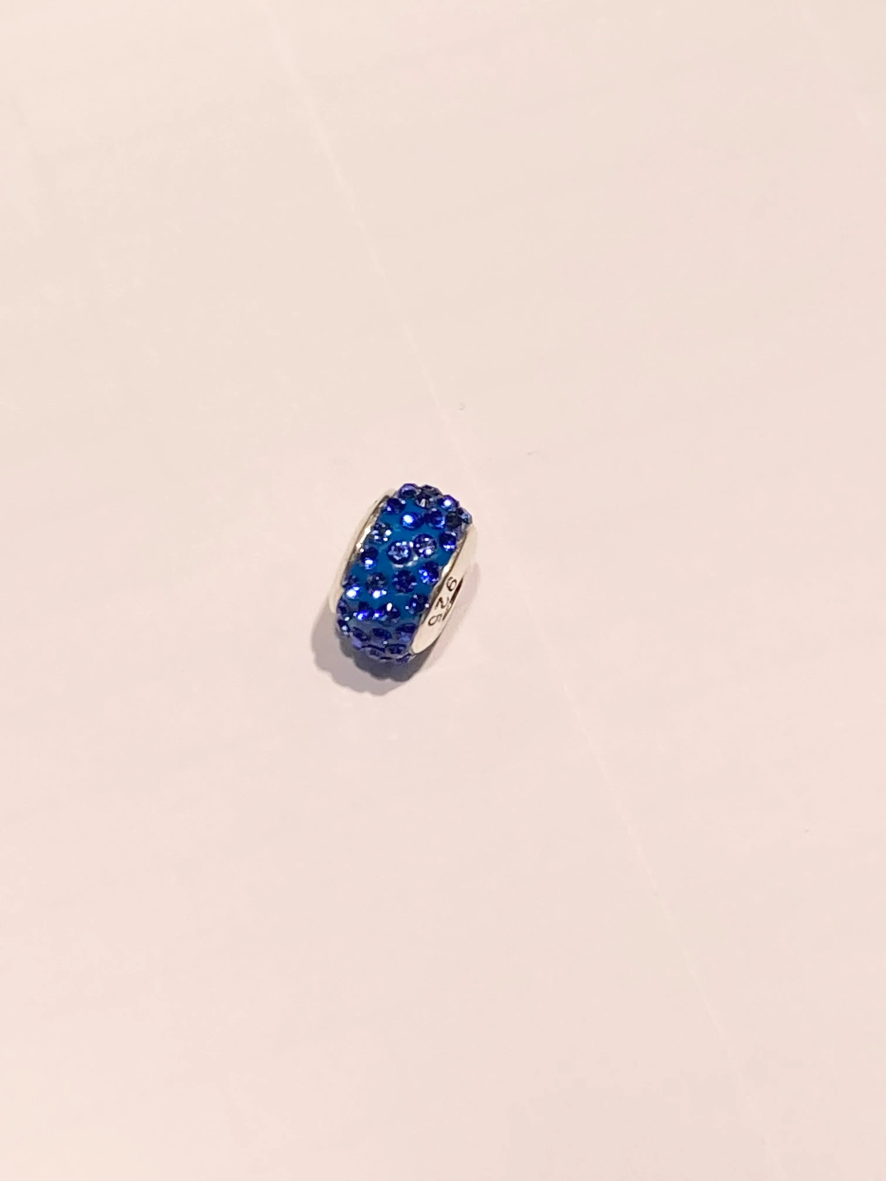 Blue Crystal Silver Bead
