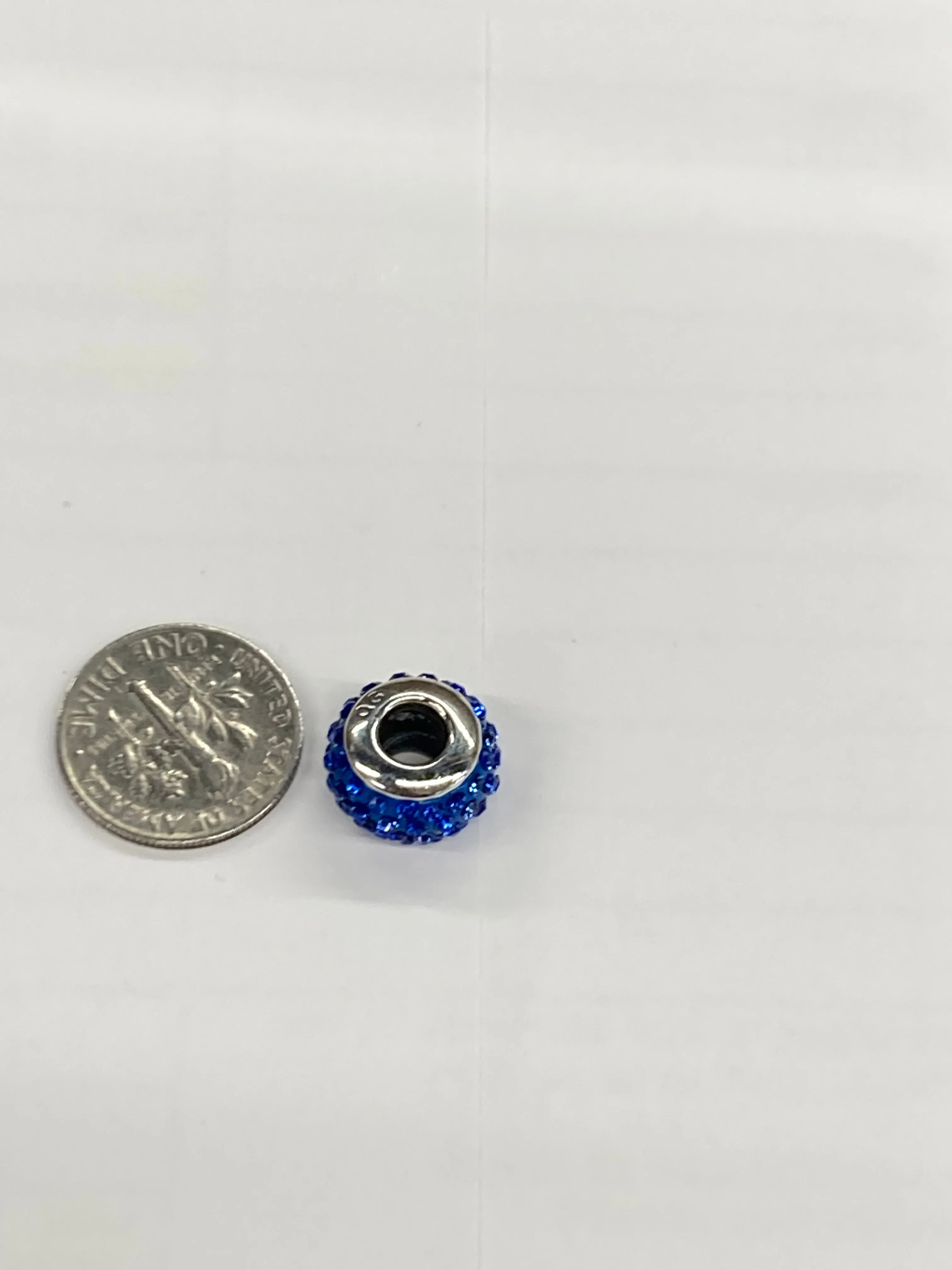 Blue Crystal Silver Bead