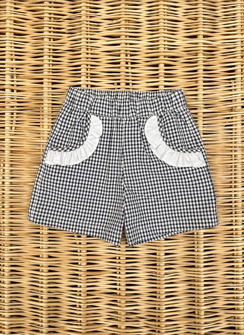 Blue little check Girly Shorts
