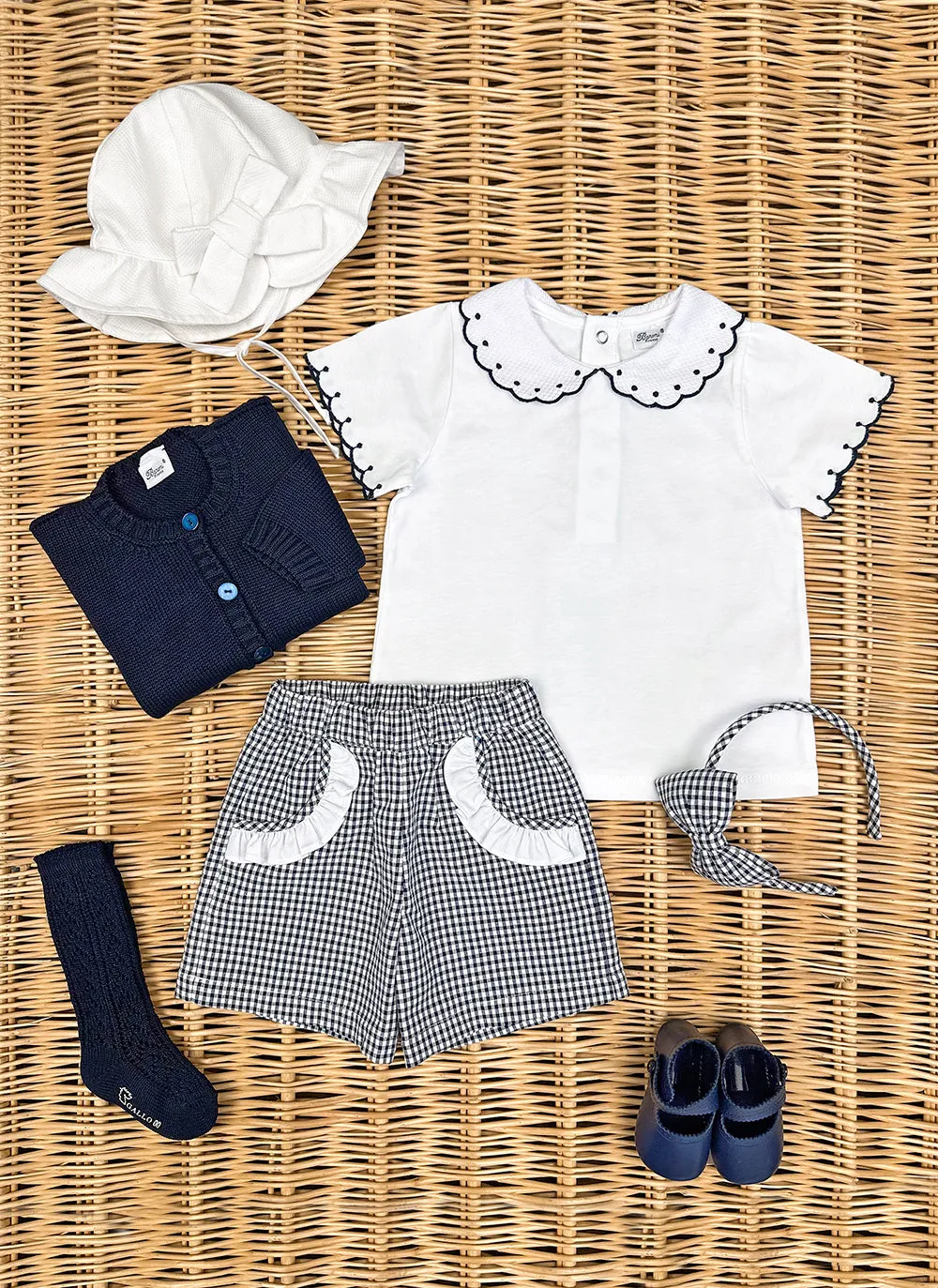 Blue little check Girly Shorts
