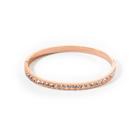 Bracelet stainless steel & crystals rose gold crystal (size 19 cm)