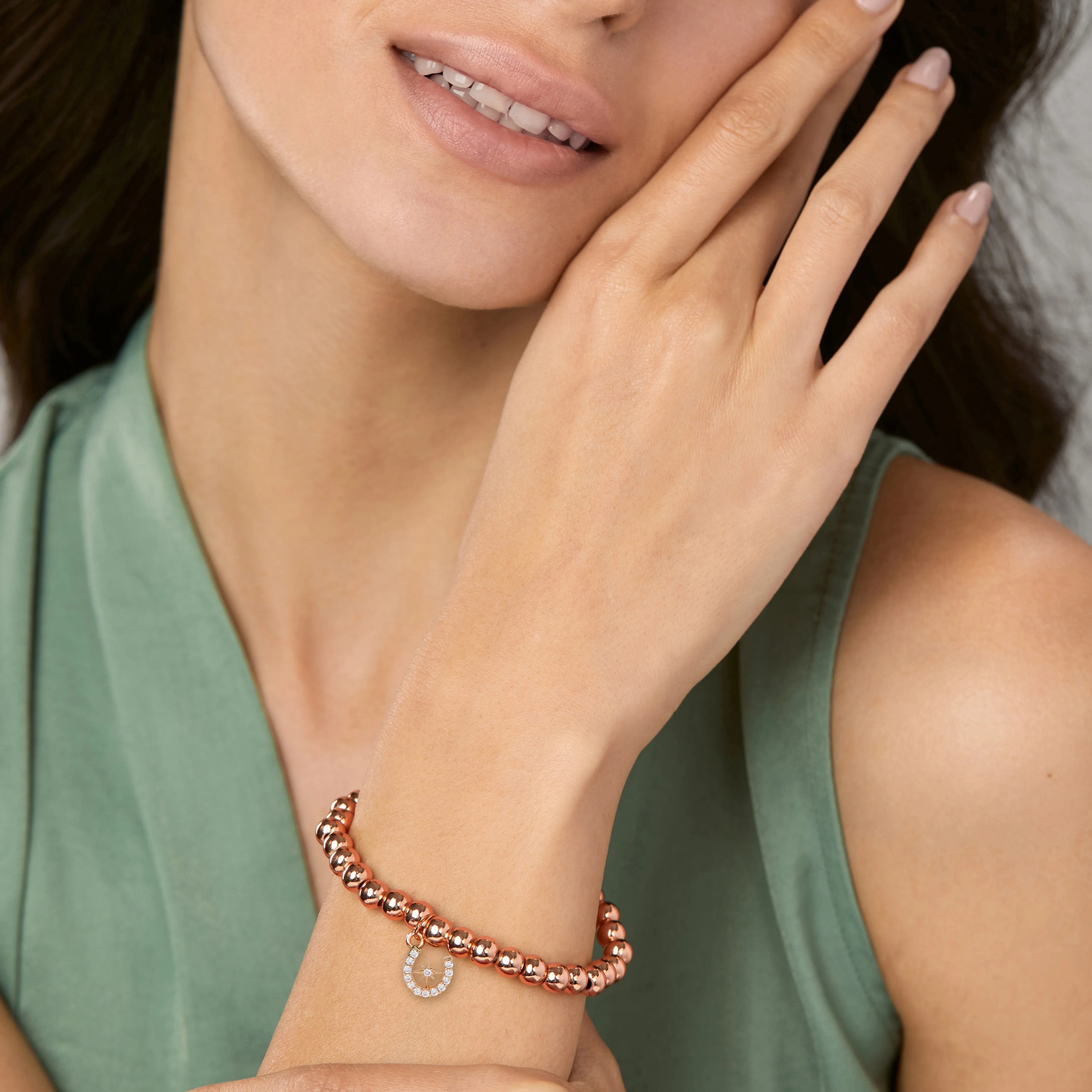 Brass 18k Horseshoe Starburst Embllishment Bracelet For Women