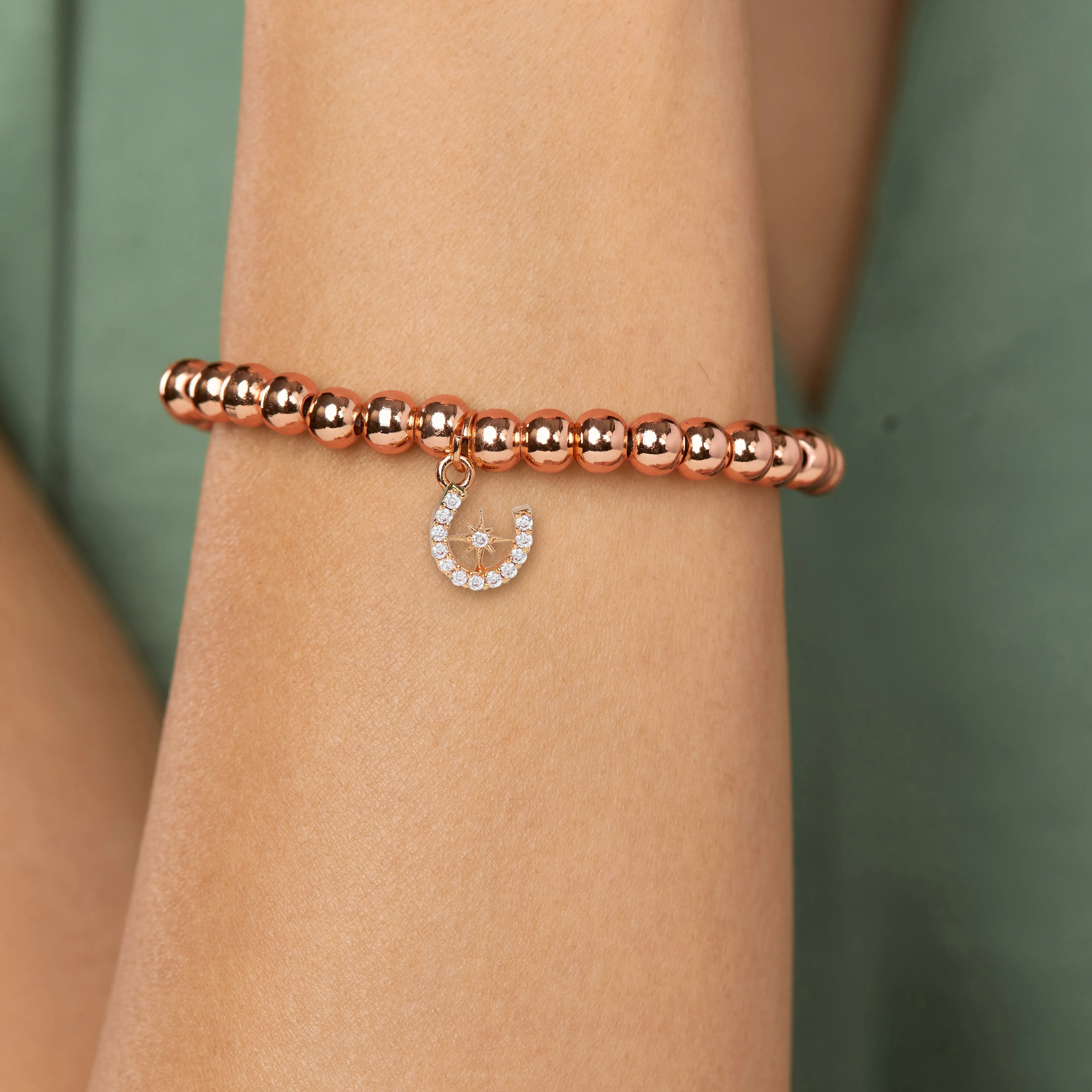 Brass 18k Horseshoe Starburst Embllishment Bracelet For Women