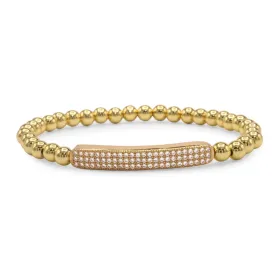 Brass Cubic Zirconia Pave Bar Charm Bracelet