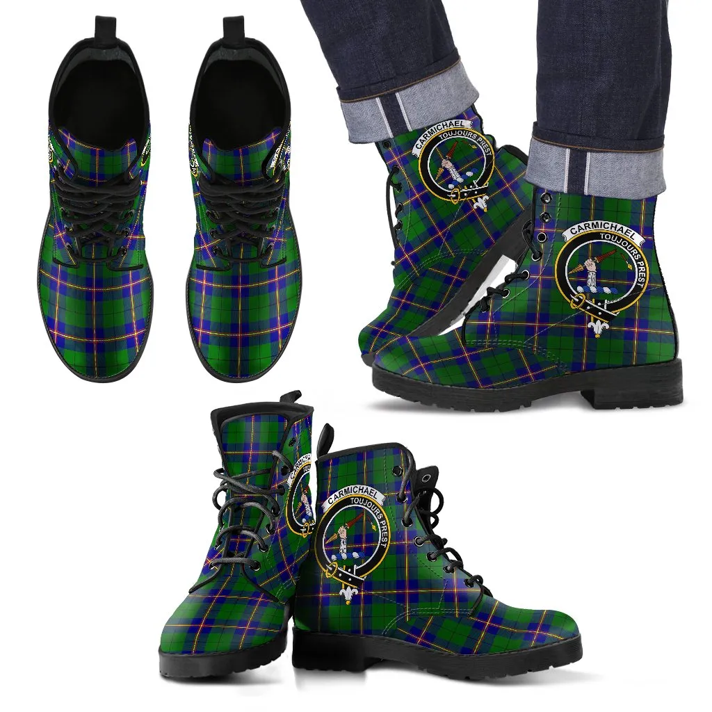 Carmichael Modern Tartan Clan Badge Leather Boots