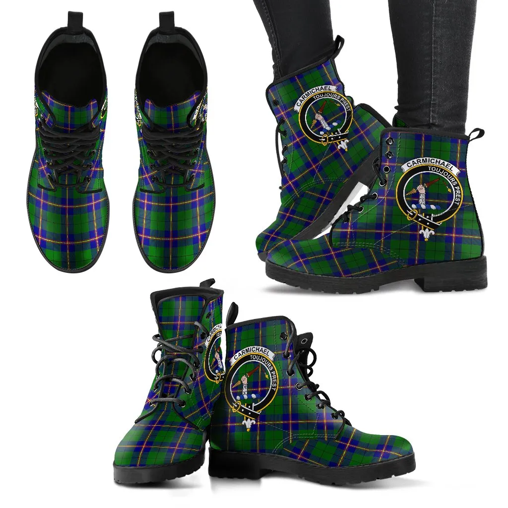 Carmichael Modern Tartan Clan Badge Leather Boots