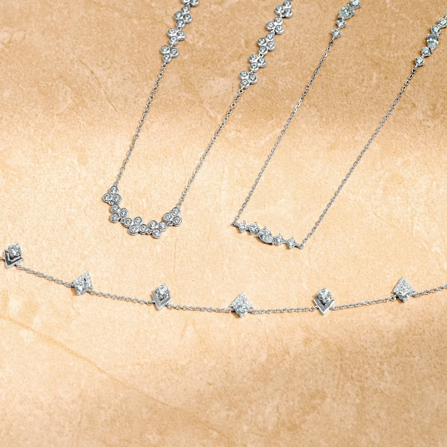 Chevron Station Necklace, 16"