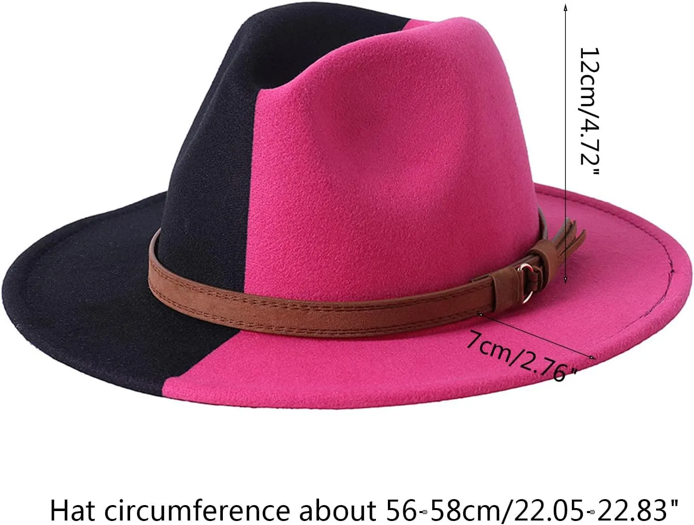 Cowboy Hat,Color Matching Fedora Hats for Women Men Thick Fabric Cowboy with Large Brim Western Felt Casual Hats