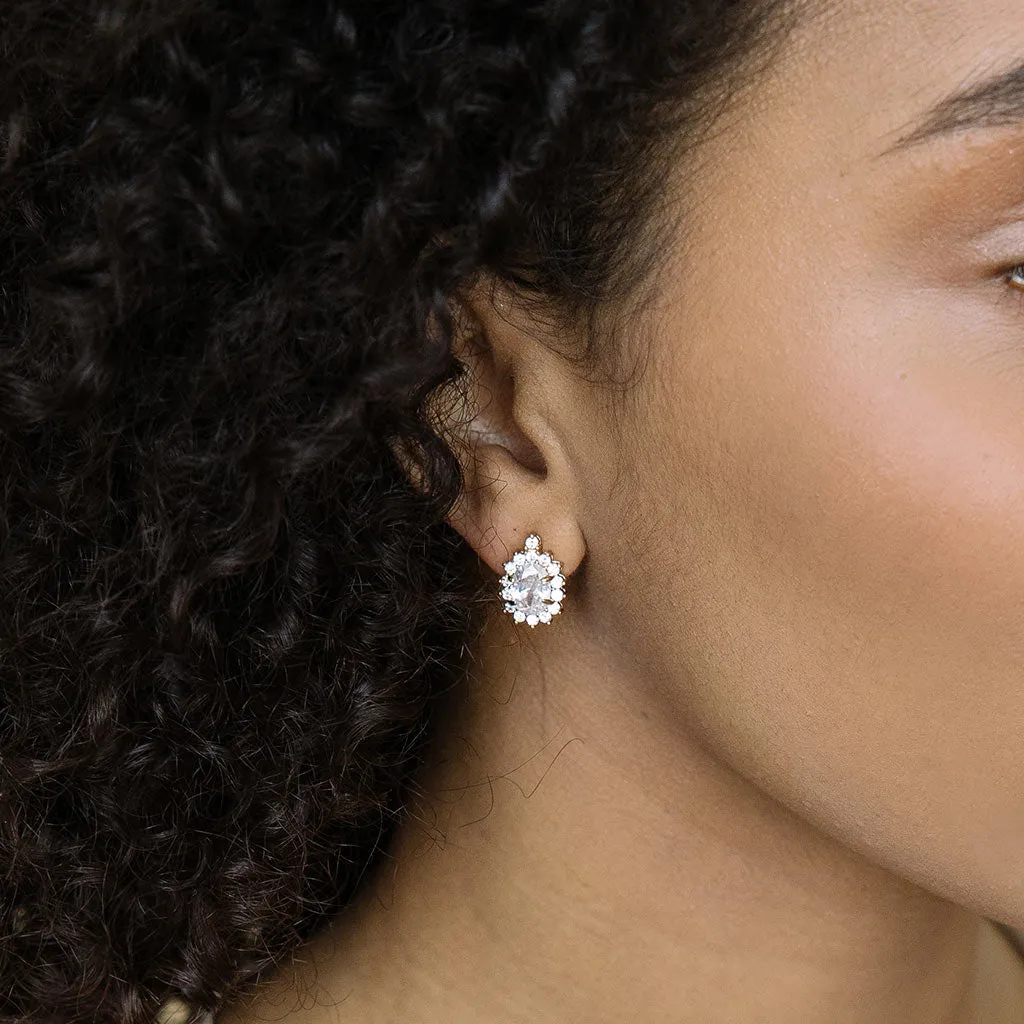 Crystal Drop Stud Earrings