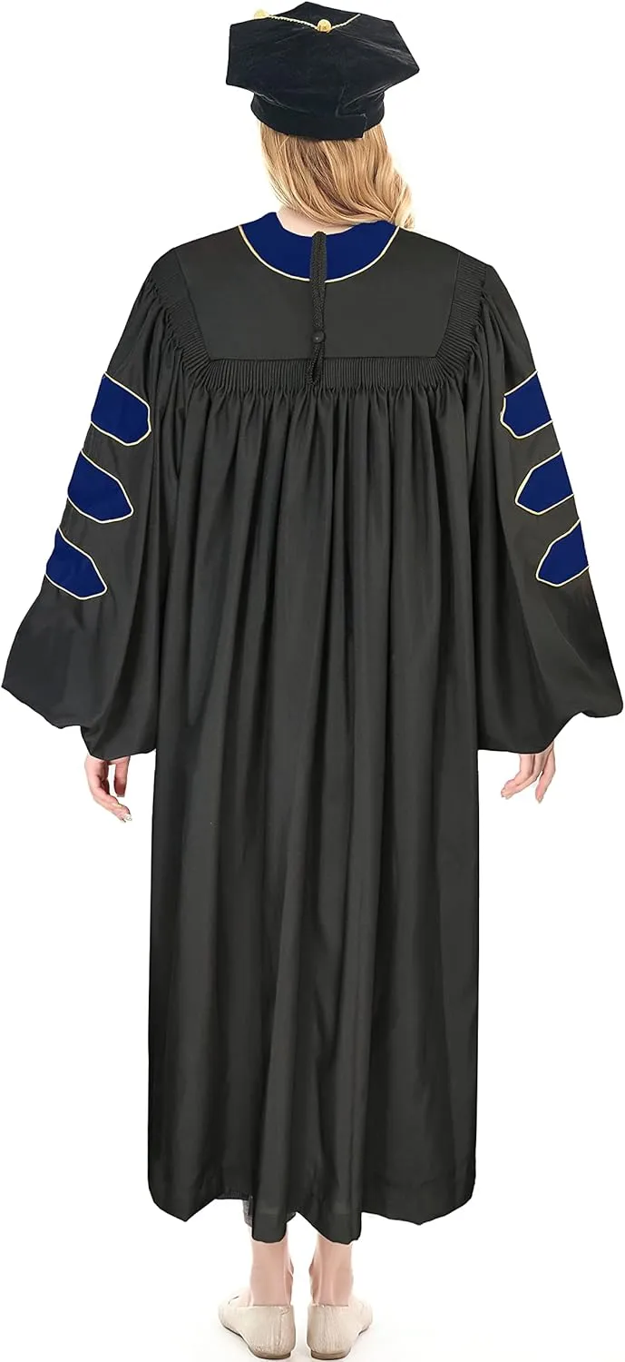 Doctoral Tam with Gold Bullion Tassel Unisex Black Velvet Graduation Tam