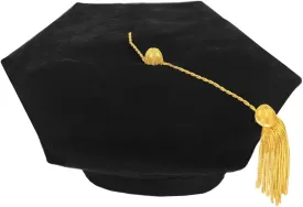 Doctoral Tam with Gold Bullion Tassel Unisex Black Velvet Graduation Tam