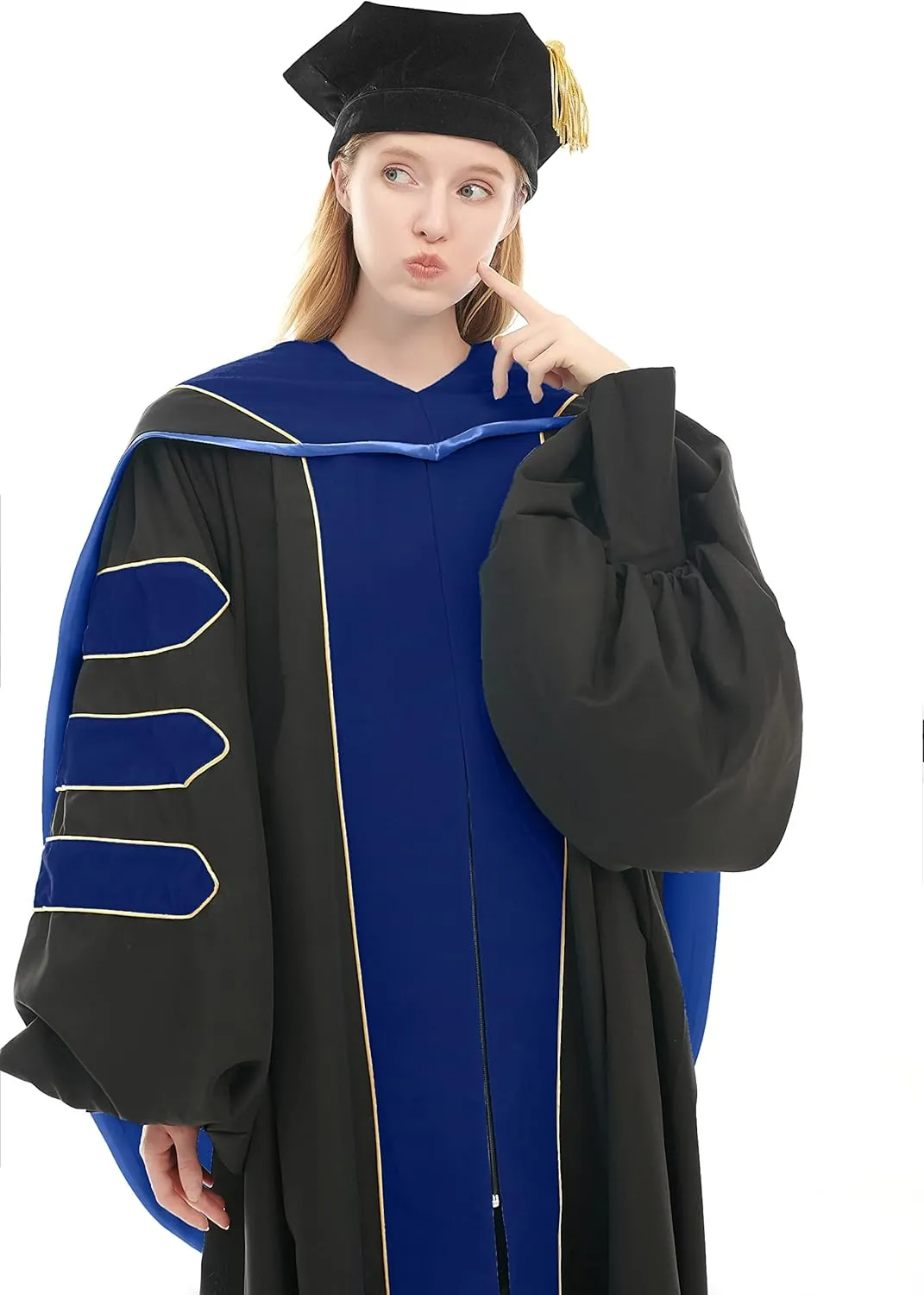 Doctoral Tam with Gold Bullion Tassel Unisex Black Velvet Graduation Tam