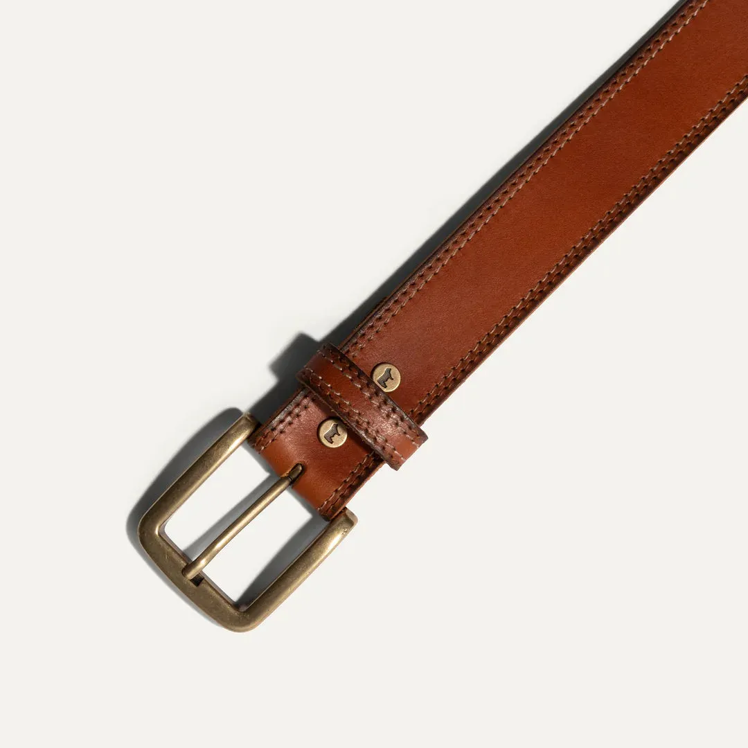 Double Stitch Veg Tan Leather Belt