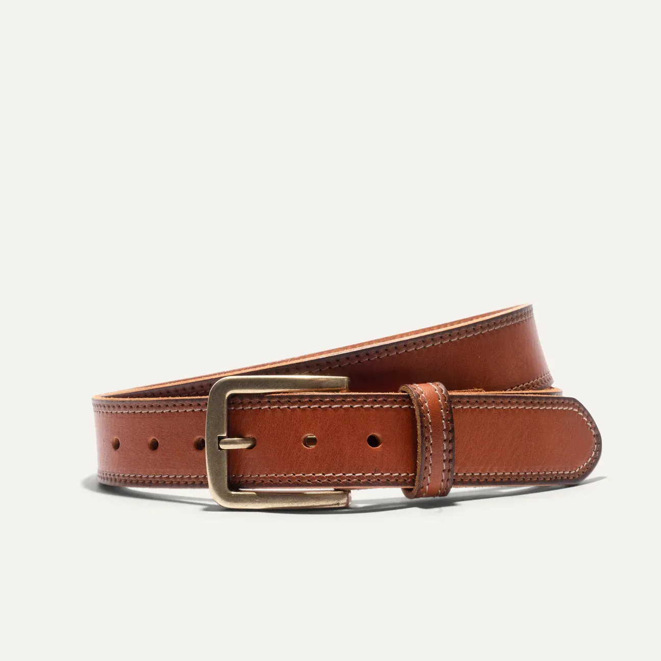 Double Stitch Veg Tan Leather Belt