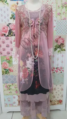 Dusty Pink 3-Piece Dress Set ML0292