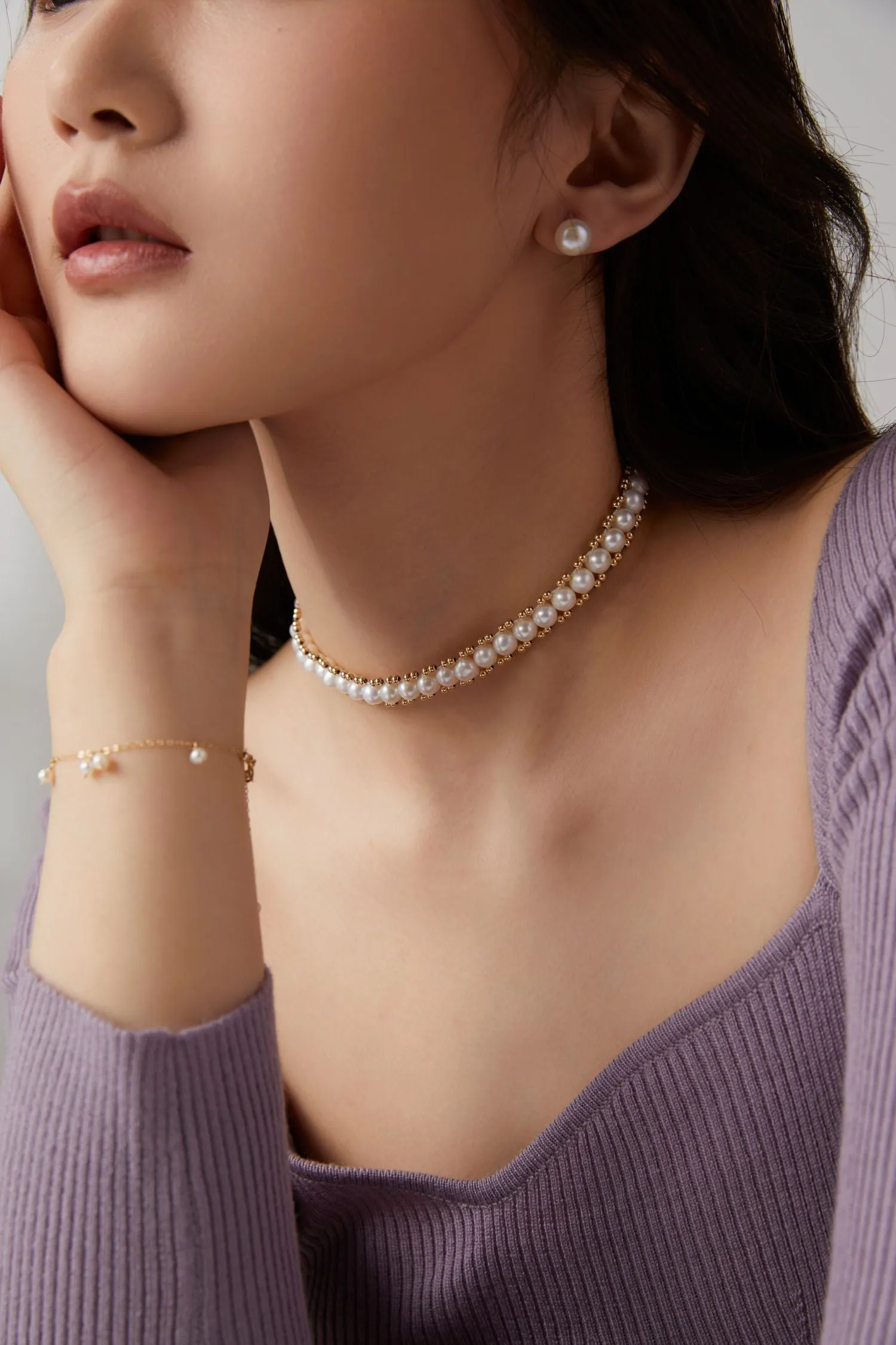 Embellished Series Classic Three Pearls Bracelet