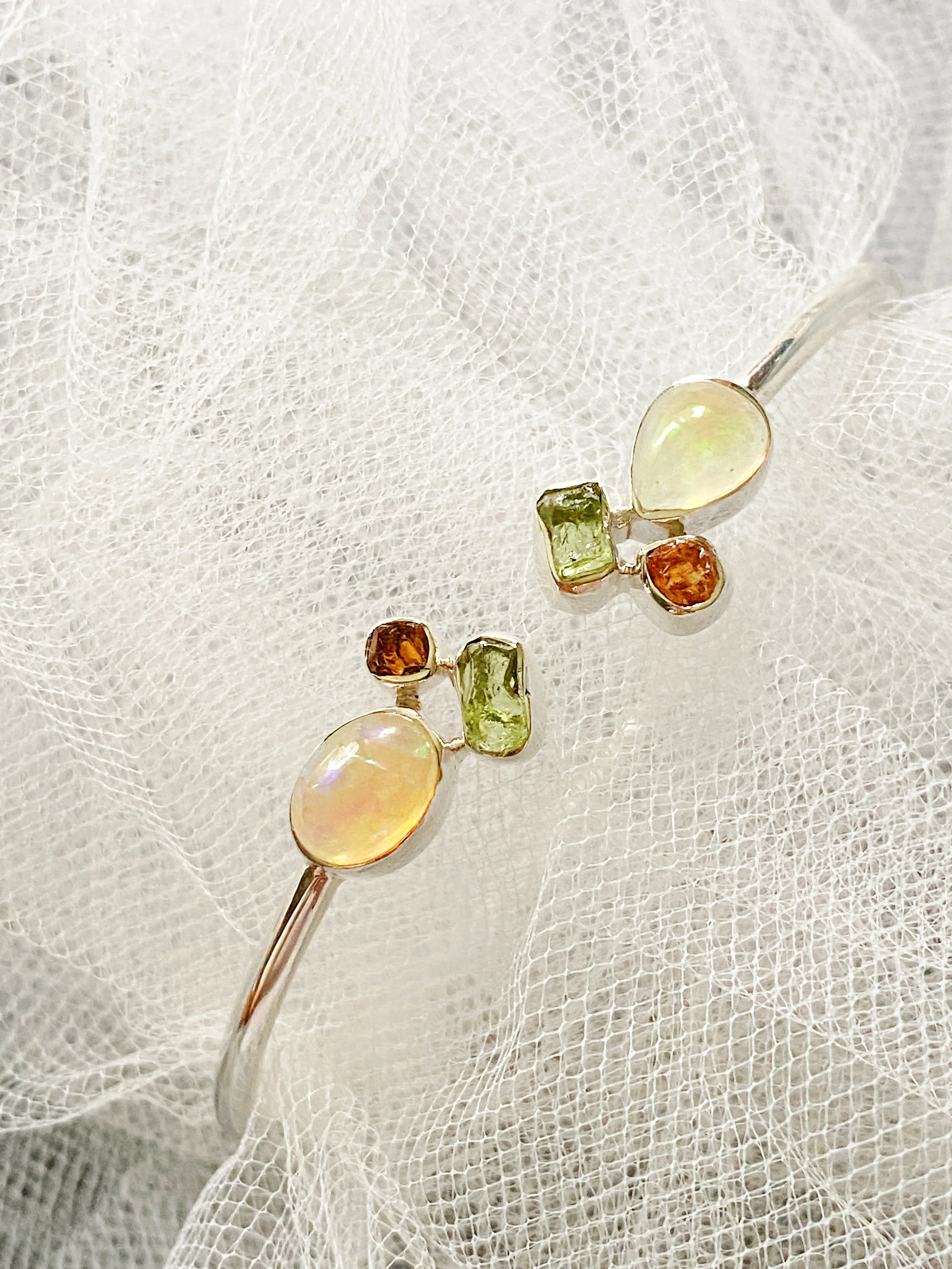 Ethiopian Opal Cluster Cuff Bracelet