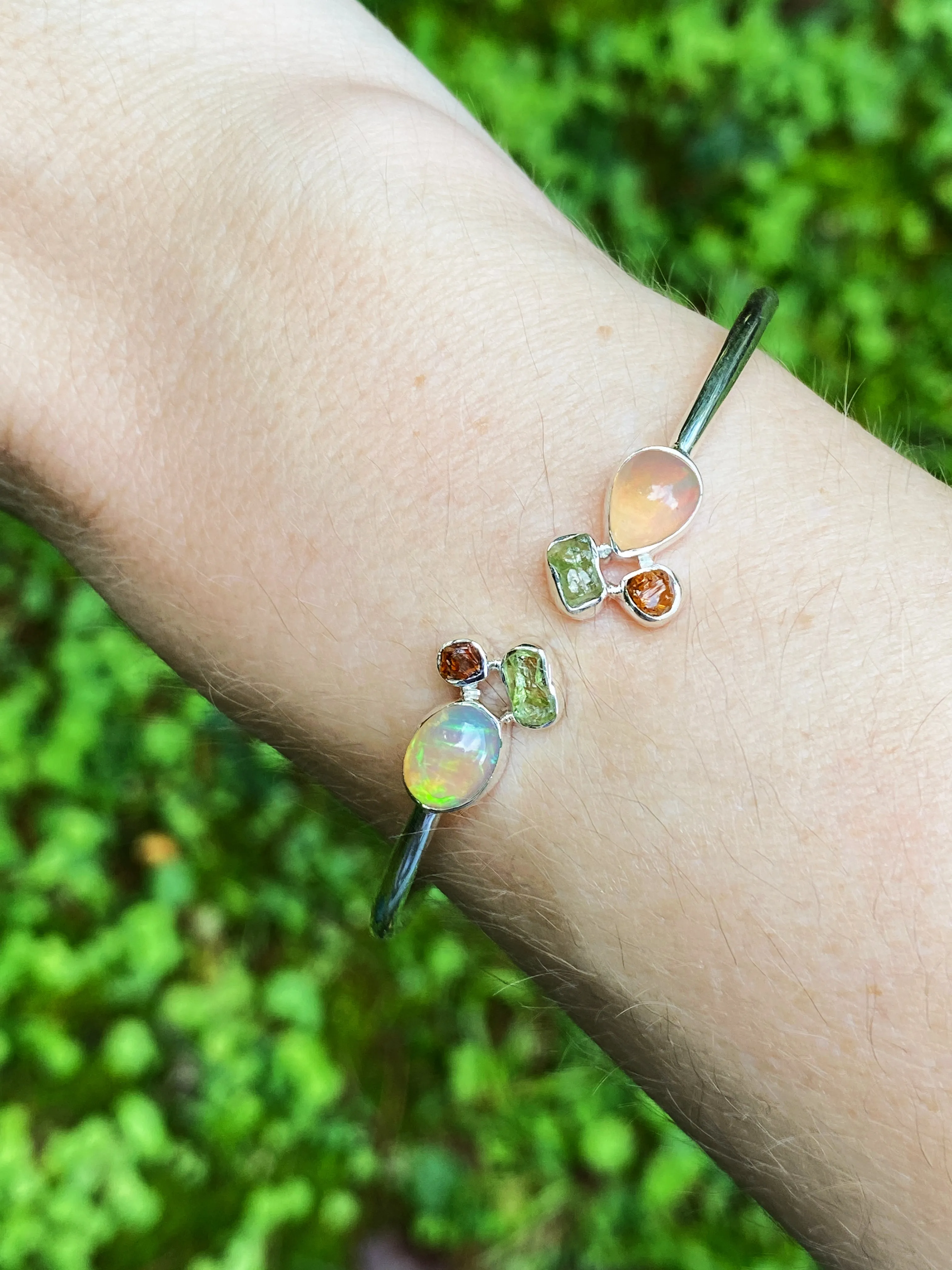 Ethiopian Opal Cluster Cuff Bracelet