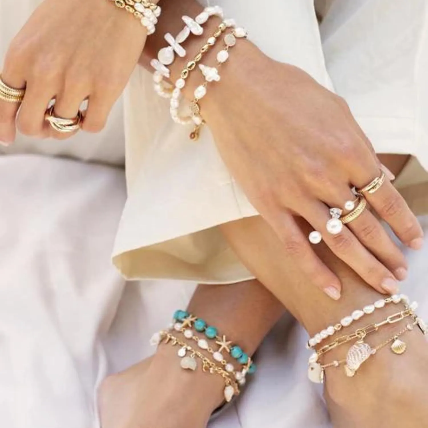 Ettika Anklets for Women. Anklet, 18k Gold or Rhodium Plated. Ankle Bracelets for Women, Jewelry