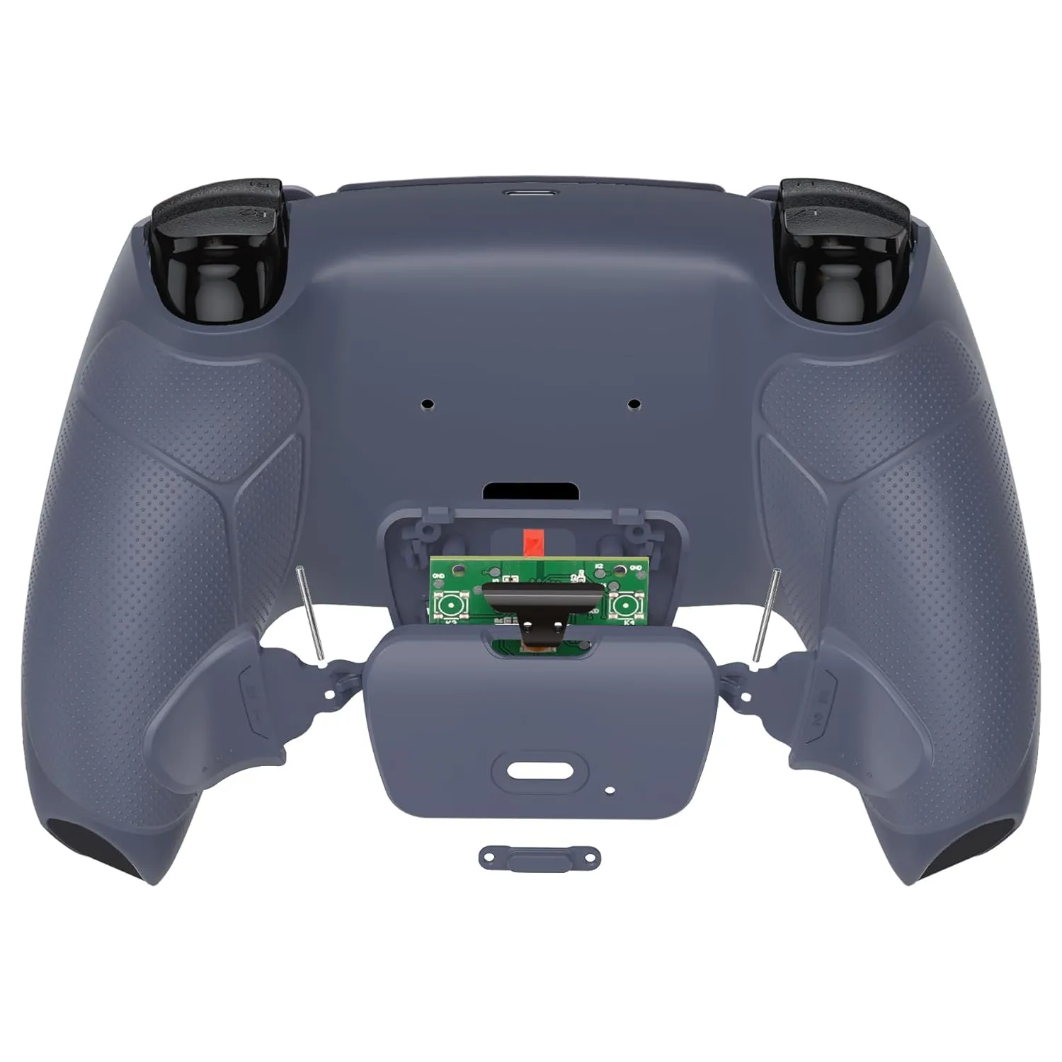 eXtremeRate Sterling Silver Rubberized Grip Programable Rise V3 Remap Kit for PS5 Controller BDM-030 040 050, Upgrade Board Redesigned Bottom Shell Back Buttons Set for PS5 Controller - NO Controller