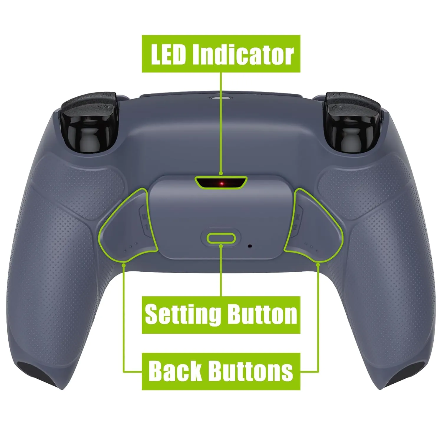 eXtremeRate Sterling Silver Rubberized Grip Programable Rise V3 Remap Kit for PS5 Controller BDM-030 040 050, Upgrade Board Redesigned Bottom Shell Back Buttons Set for PS5 Controller - NO Controller