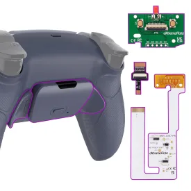 eXtremeRate Sterling Silver Rubberized Grip Programable Rise V3 Remap Kit for PS5 Controller BDM-030 040 050, Upgrade Board Redesigned Bottom Shell Back Buttons Set for PS5 Controller - NO Controller