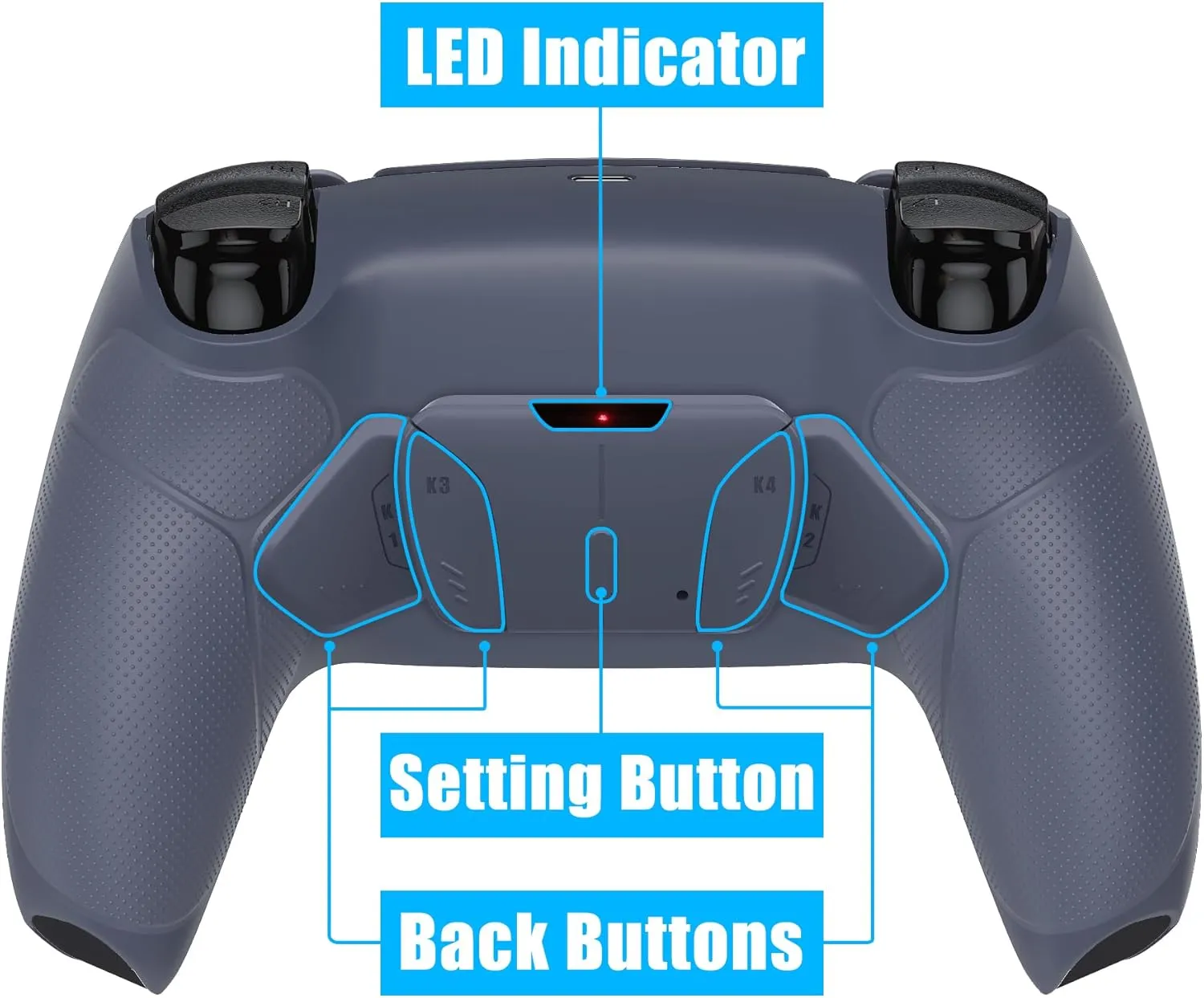 eXtremeRate Sterling Silver Rubberized Grip Programable RISE4 Remap Kit for PS5 Controller BDM-030 040 050 Models, Upgrade Board, Redesigned Back Shell, 4 Back Buttons for PS5 Controller