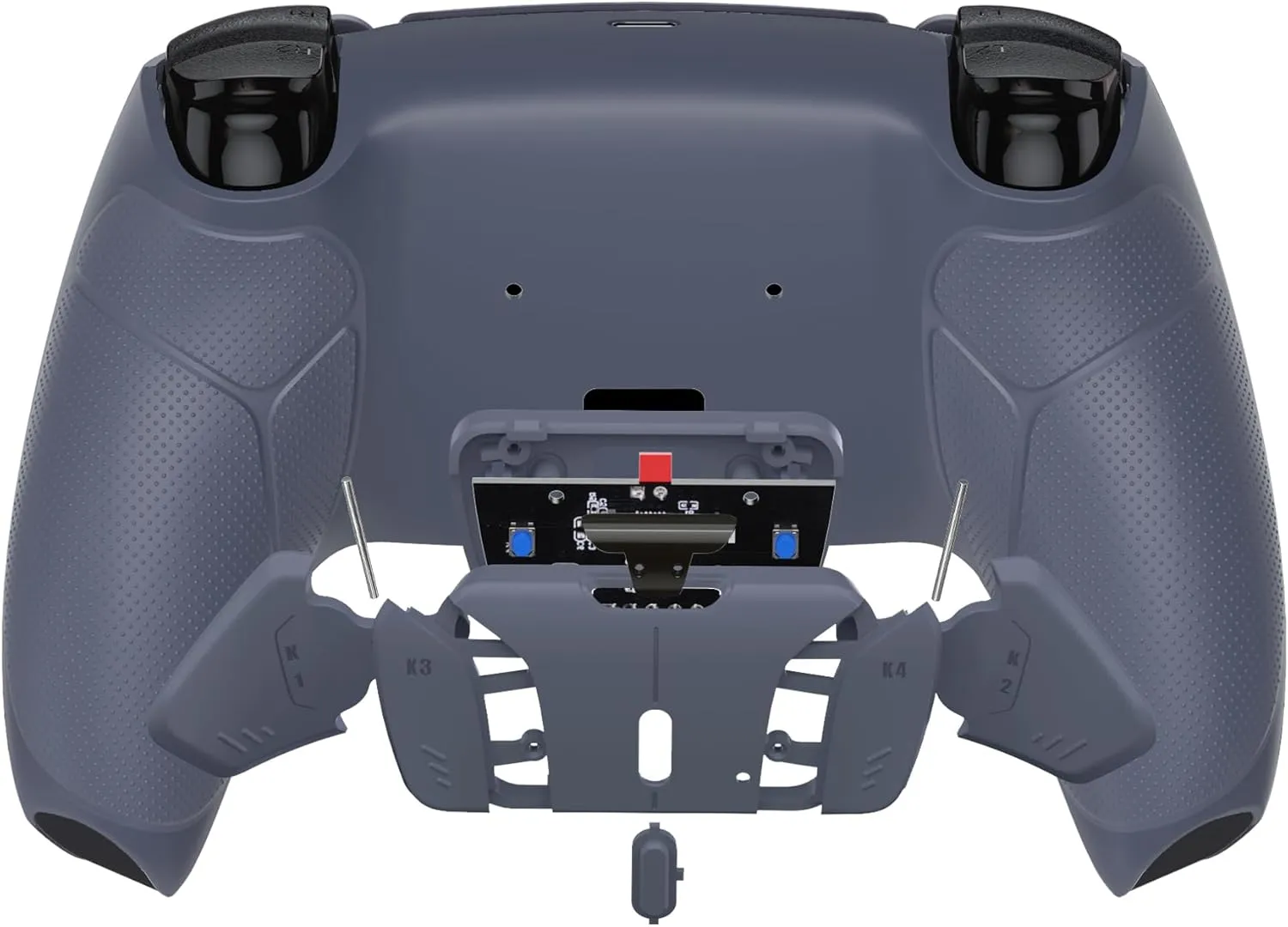 eXtremeRate Sterling Silver Rubberized Grip Programable RISE4 Remap Kit for PS5 Controller BDM-030 040 050 Models, Upgrade Board, Redesigned Back Shell, 4 Back Buttons for PS5 Controller