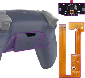 eXtremeRate Sterling Silver Rubberized Grip Programable RISE4 Remap Kit for PS5 Controller BDM-030 040 050 Models, Upgrade Board, Redesigned Back Shell, 4 Back Buttons for PS5 Controller