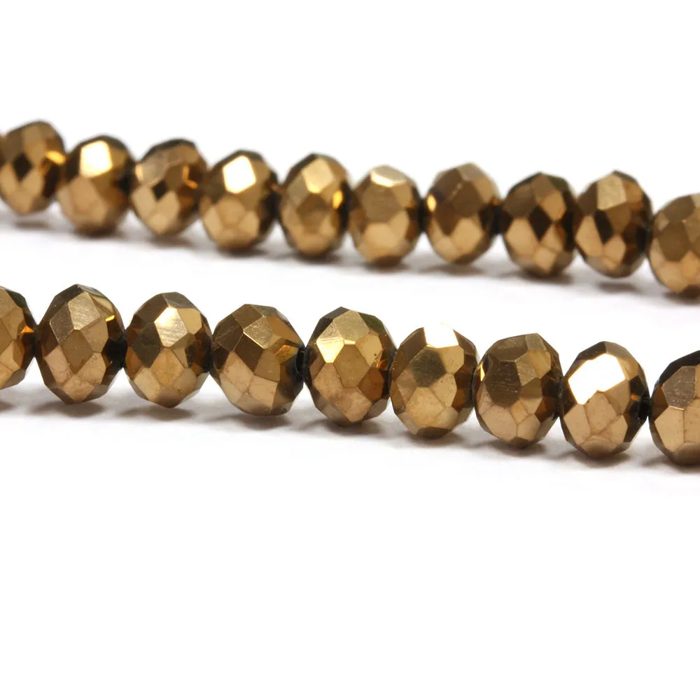 Faceted Rondelle Metallic 4x6mm Bronze 4x6mm - 1 string