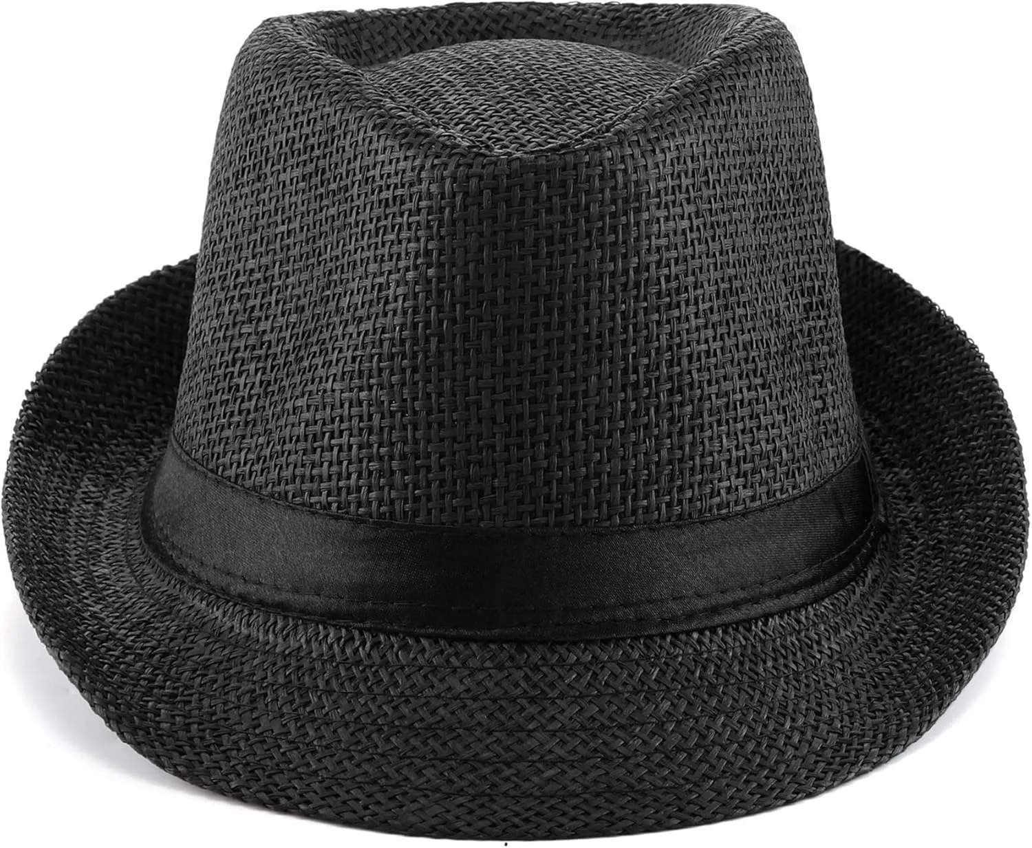 FALETO Unisex Summer Panama Straw Fedora Hat Short Brim Beach Sun Cap Classic