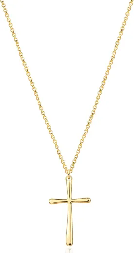 Fettero Cross Necklace Faith Pendant 14K Plated Dainty Chain Minimalist Simple Tiny God Lords Prayer Religious Jewelry