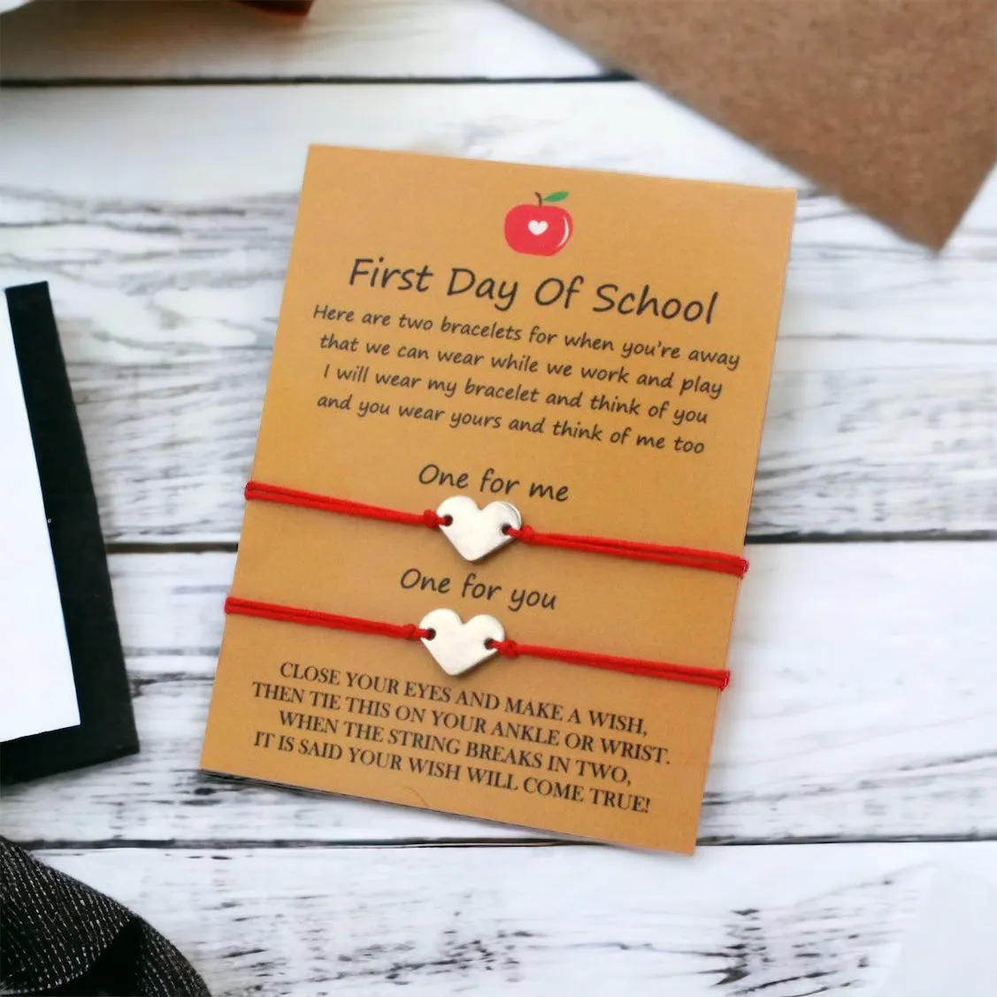 First Day of School Bracelet - Handmade Jewelry, Friendship Bracelet, Courage Bracelet, Kindergarten, Student Wish Bracelet, New School