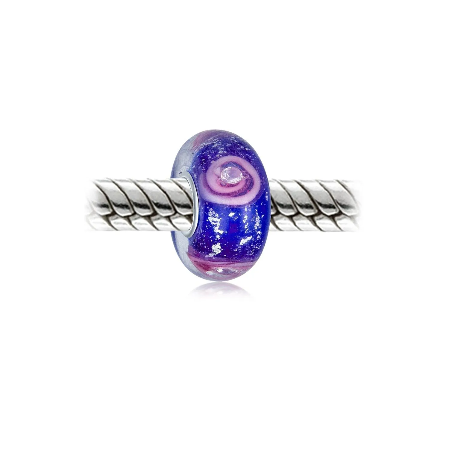 Flower Red Black Green Pink Hibiscus Rose Charm Bead Murano Glass Sterling Silver