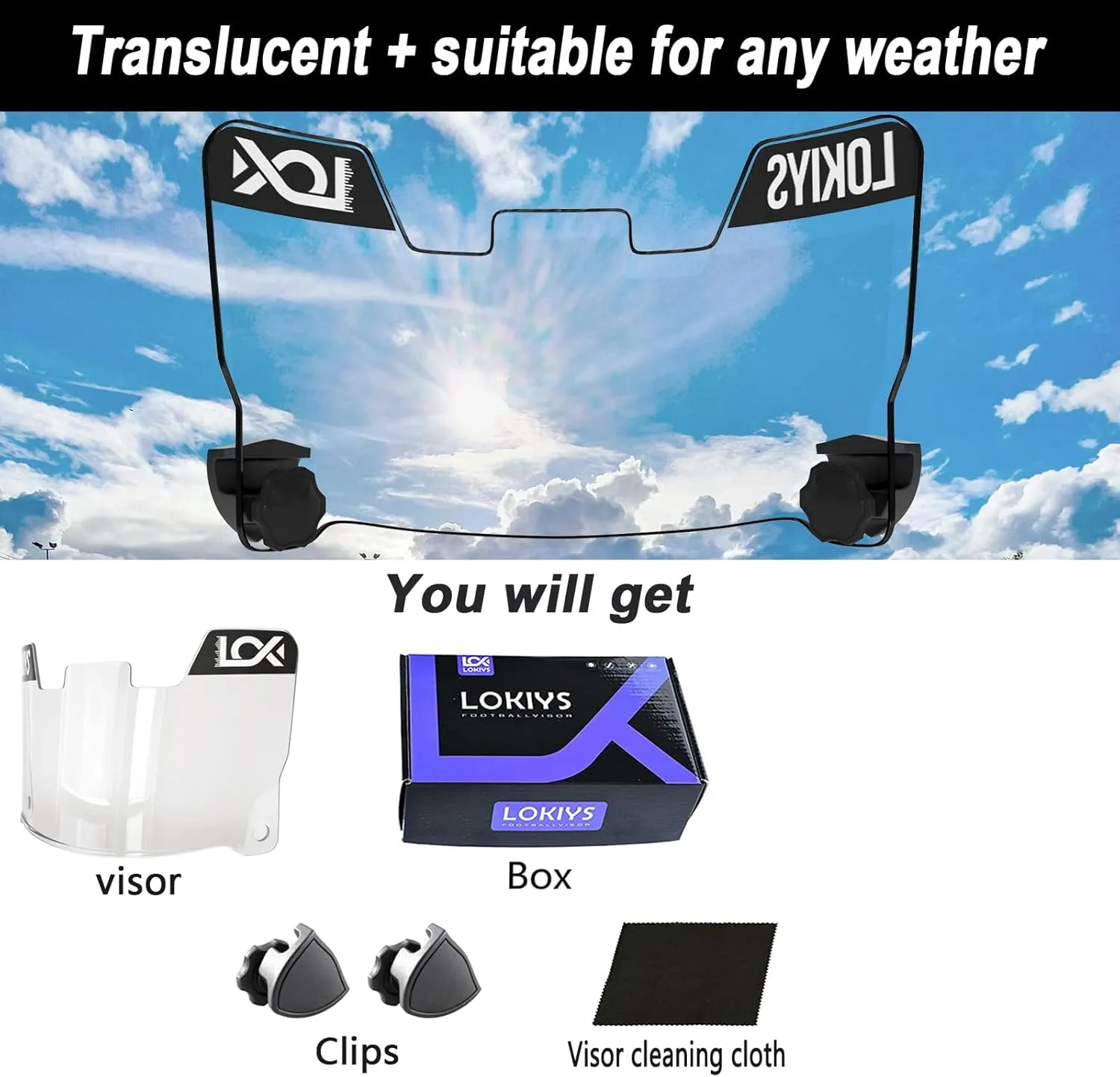 Football Visor - for Youth Football Helmets & Adult Football Helmets