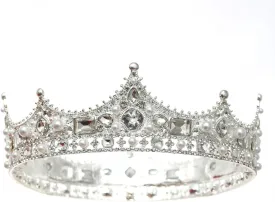FORSEVEN King Crown for Men Crystal Pearl Wedding Tiaras Birthday Party Round Crowns