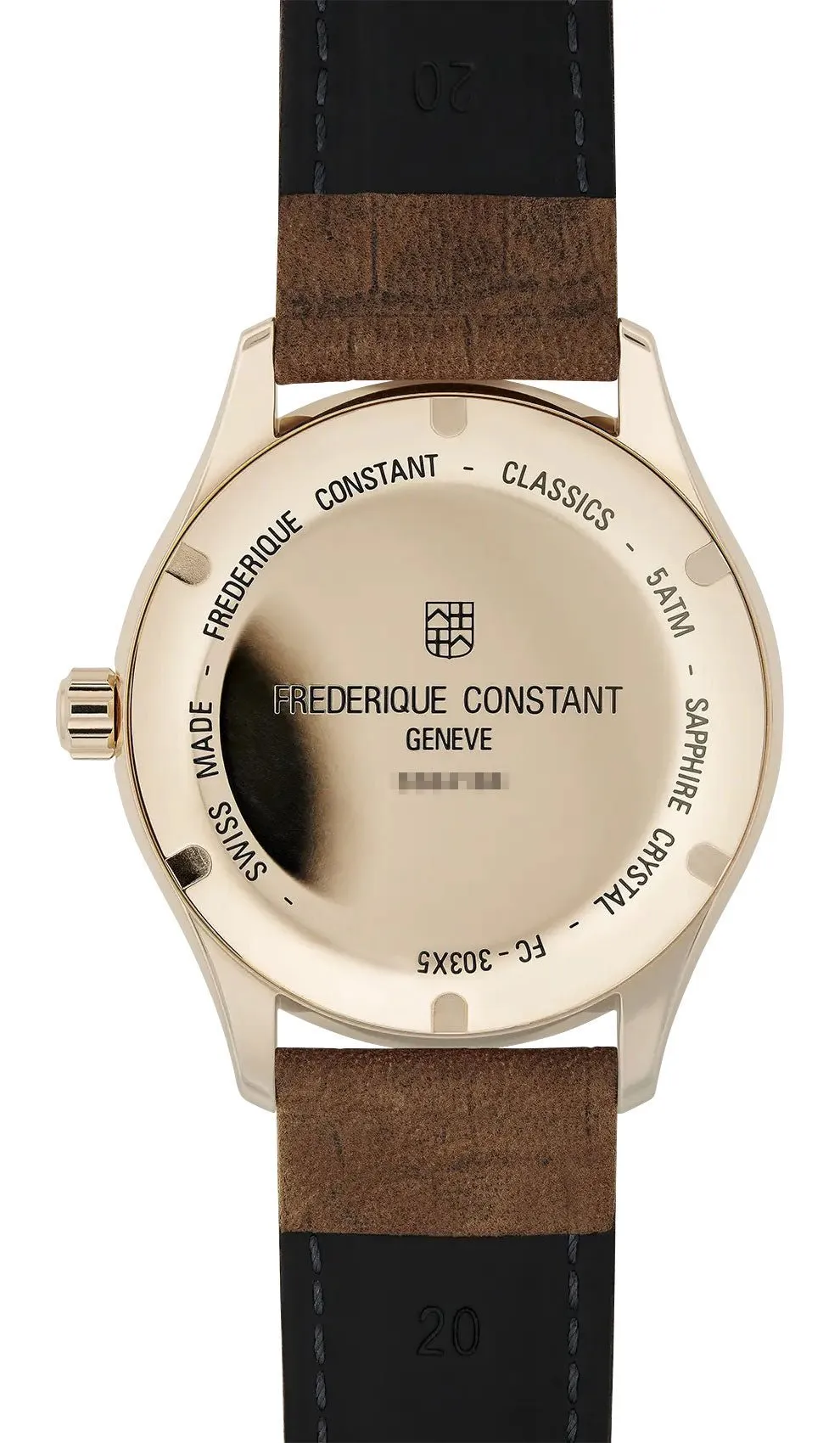 Frederique Constant Classics Index Automatic Rose Gold PVD Silver Dial Brown Leather Strap Date Mens Watch FC-303NV5B4