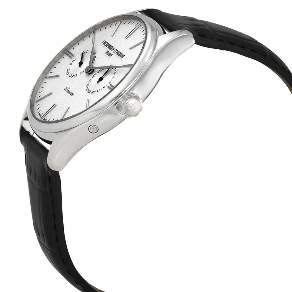 Frederique Constant Classics Silver Dial Black Leather Strap Quartz Mens Watch FC-259ST5B6