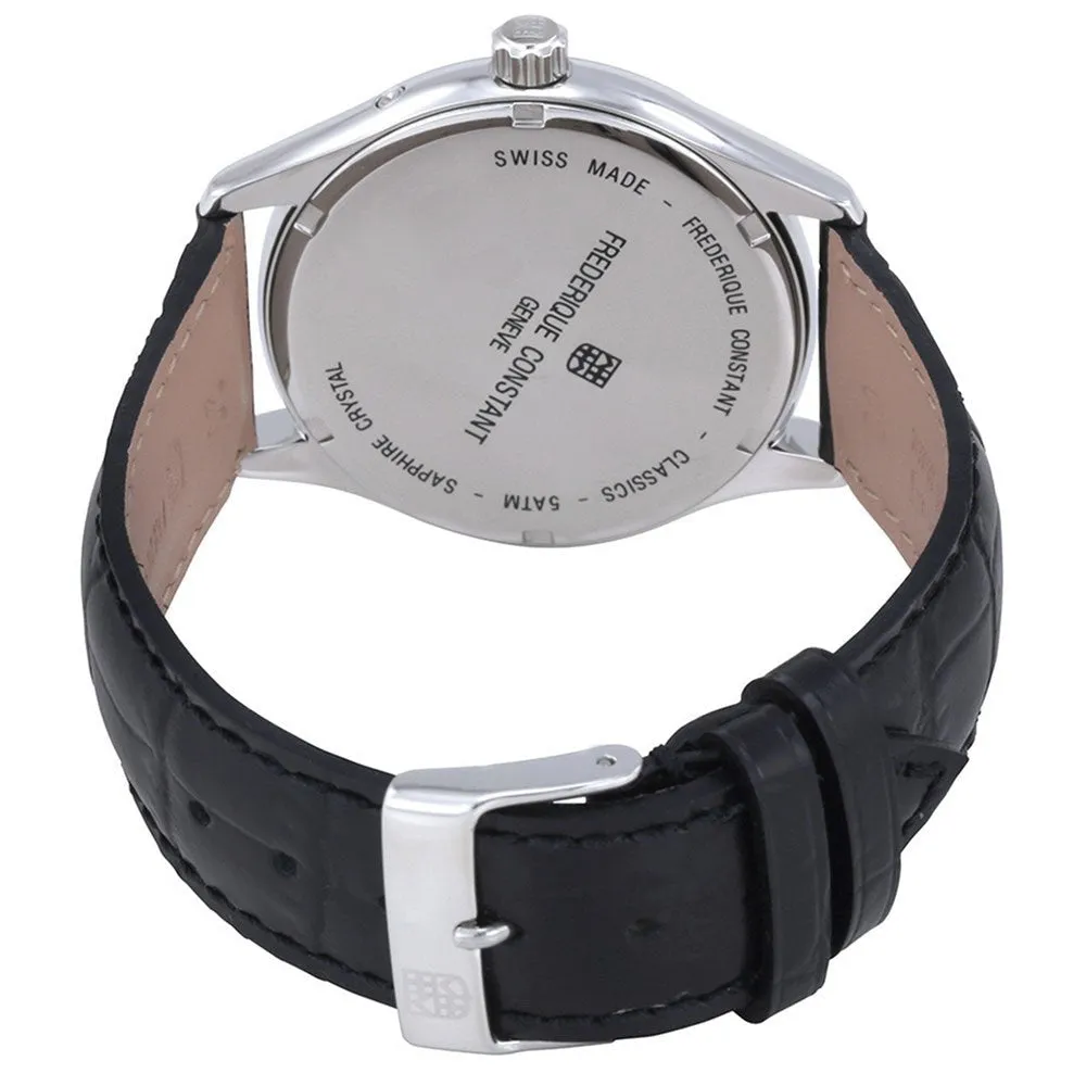 Frederique Constant Classics Silver Dial Black Leather Strap Quartz Mens Watch FC-259ST5B6