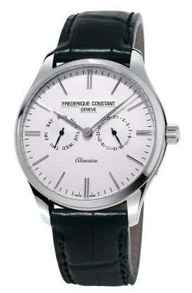Frederique Constant Classics Silver Dial Black Leather Strap Quartz Mens Watch FC-259ST5B6