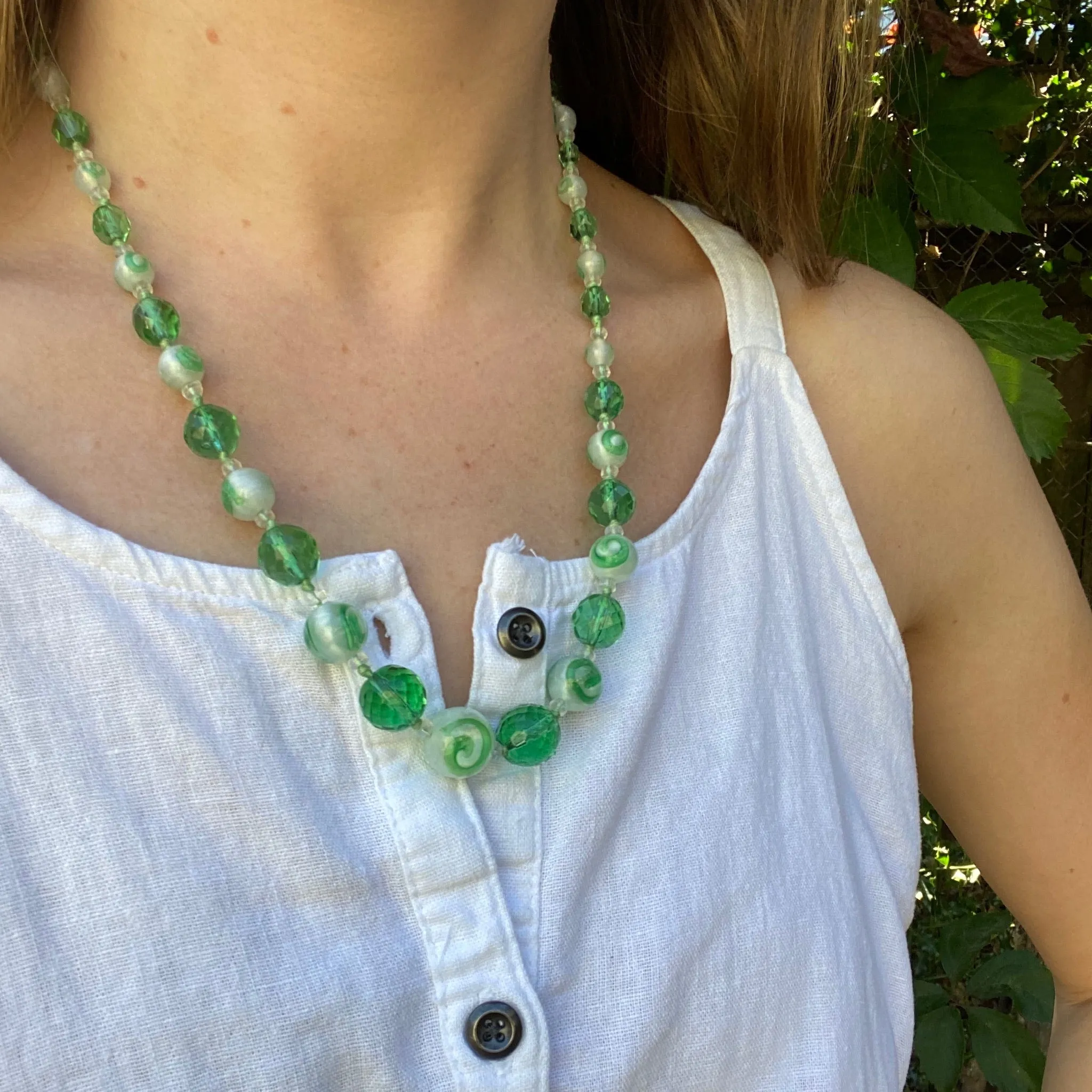 Fresh & Vivid Green Glass Bead Necklace