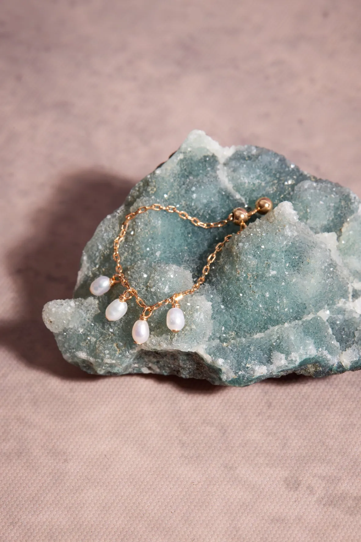 Freshwater Pearl Silver Adjustable Chain Ring - Surreal