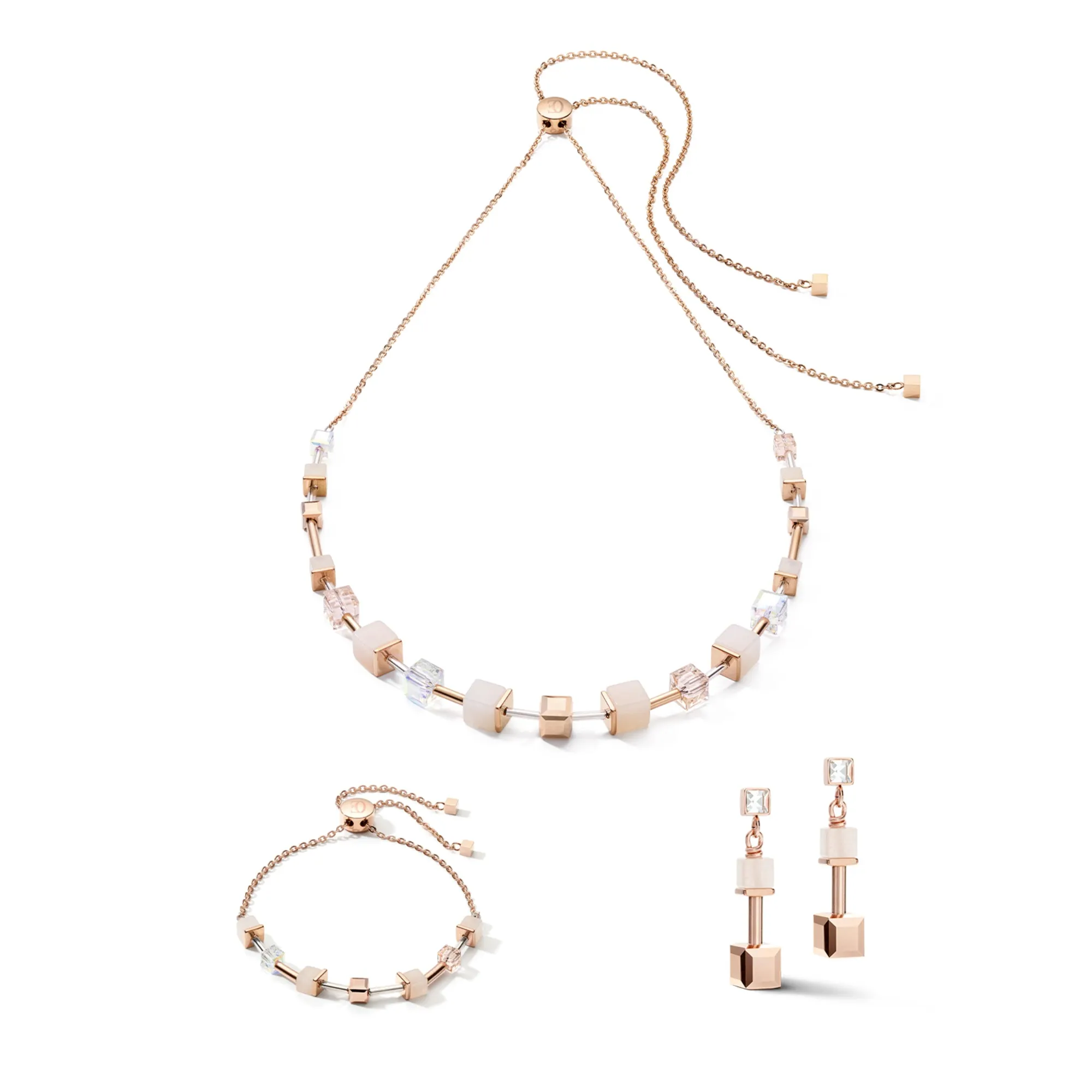 GeoCUBE Pink Aventurine Rose Gold-Peach Earrings