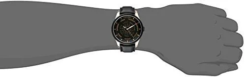 Gevril Columbus Circle Mens Swiss Automatic Black Leather Strap Watch, (Model: 2004)