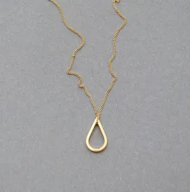 Gold Necklace with Teardrop Pendant