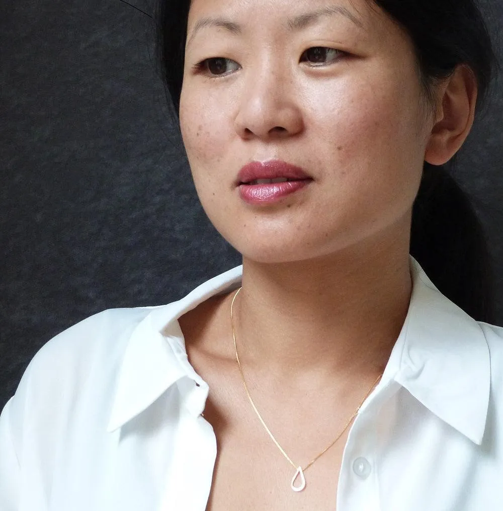 Gold Necklace with Teardrop Pendant