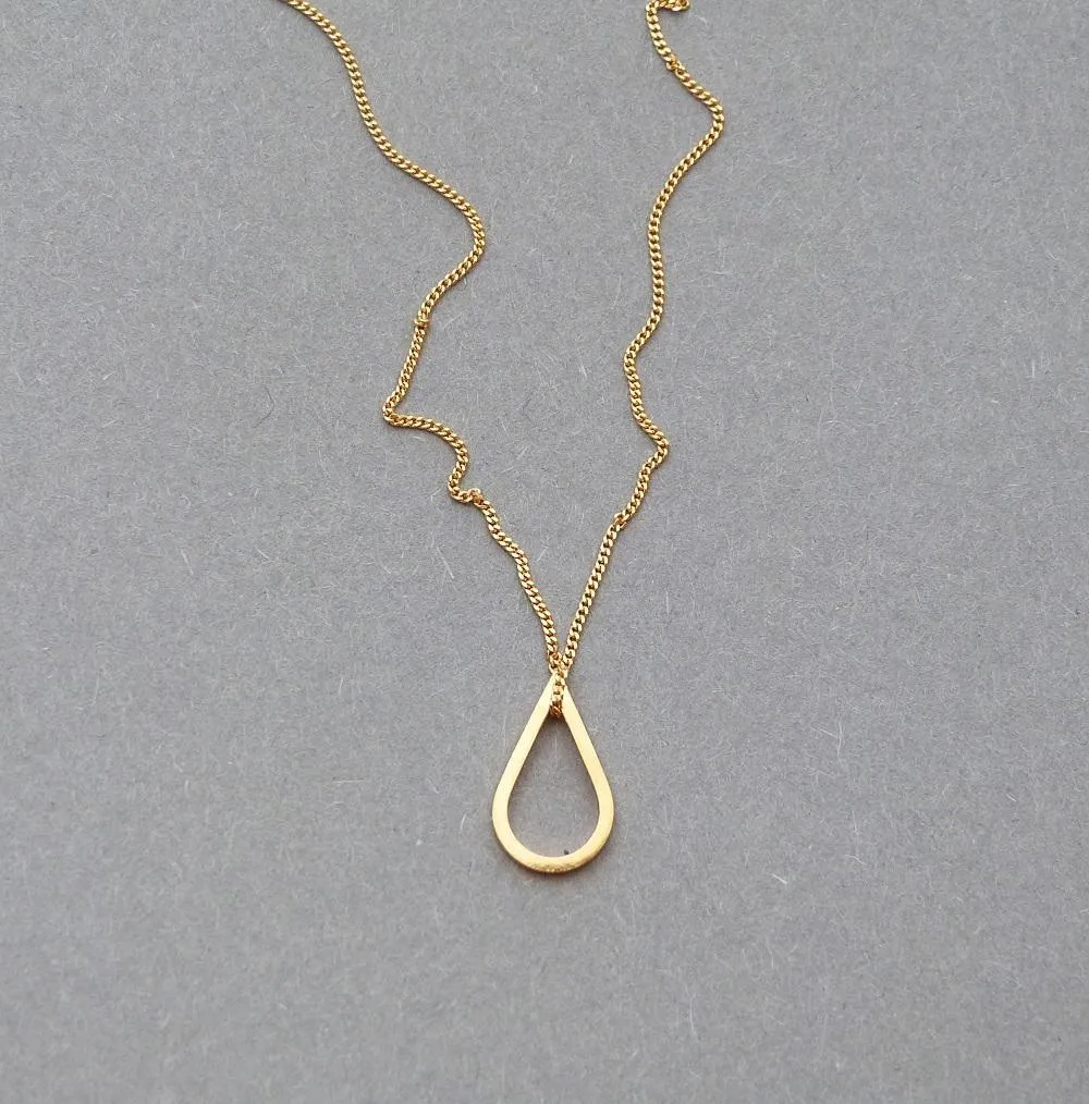 Gold Necklace with Teardrop Pendant